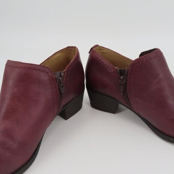Naturalizer Women 7.5 W ZARIE Leather Ankle Boots Booties Purple Brown Zippers - Picture 9 of 14